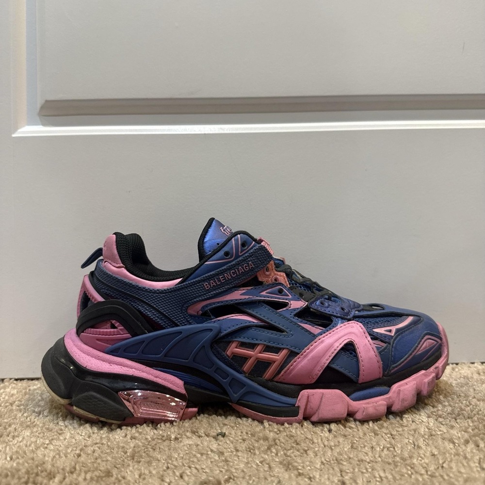 Balenciaga Track 2 Shoes Womens Size 7 Blue Pink Colorblock Sneakers 568615